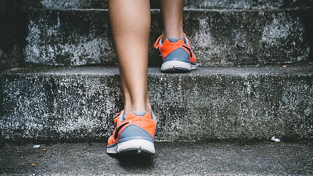 Feet on stairs
