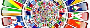 Ett collage med världens olika flaggor.