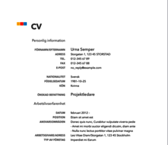 Bild på en CV-mall