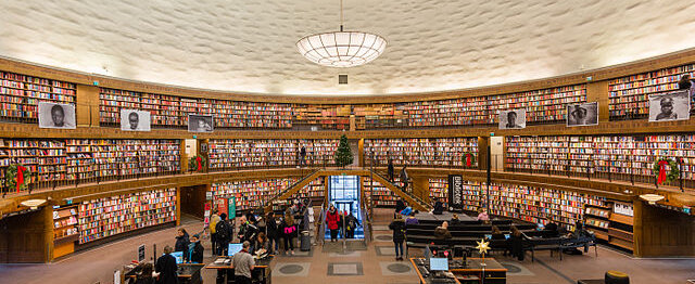 Stockholms stadsbibliotek. Foto inuti Stockholms stadsbibliotek.
