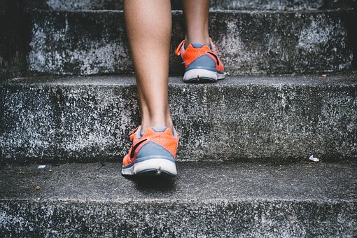 Feet on stairs