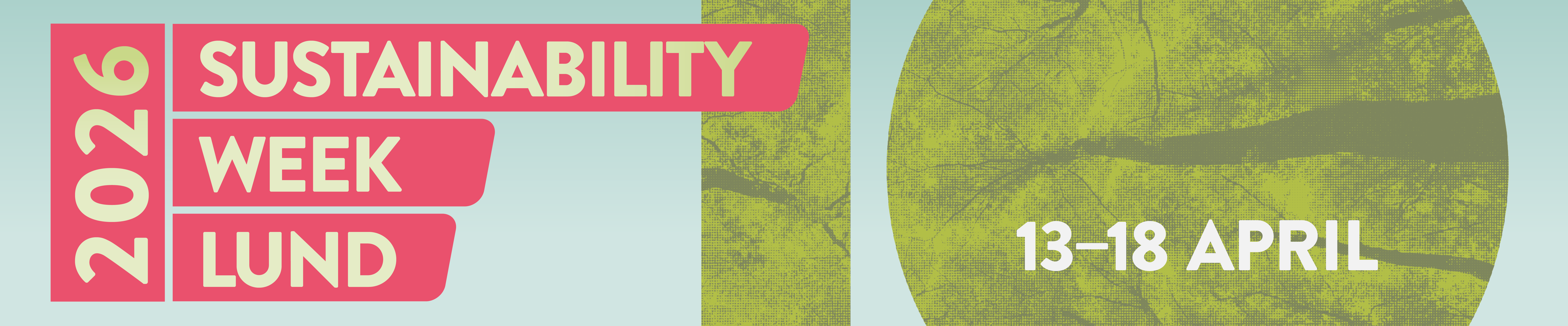 The Sustainability Week official logo in pink, green and light blue. Graphic design.